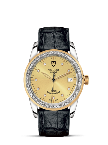 Tudor Glamour Date 36 Stainless Steel / Yellow Gold / Diamond / Champagne-Diamond / Strap 55023-0050