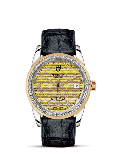 Tudor Glamour Date 36 Stainless Steel / Yellow Gold / Diamond / Jacquard Champagne-Diamond / Strap 55023-0052