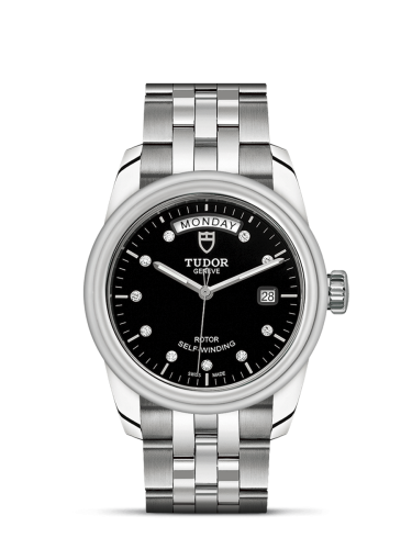 Tudor Glamour Day + Date Stainless Steel / Black-Diamond / Bracelet 56000-0008