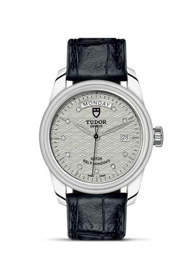 Tudor Glamour Day + Date Stainless Steel / Jacquard Silver-Diamond / Strap 56000-0038