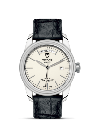 Tudor Glamour Day + Date Stainless Steel / Opaline/ Strap 56000-0176