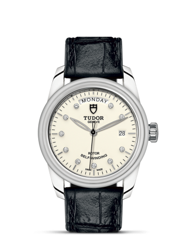 Tudor Glamour Day + Date Stainless Steel / Opaline-Diamond / Strap 56000-0184