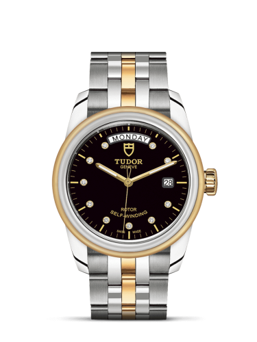 Tudor Glamour Day + Date Stainless Steel / Yellow Gold / Black-Diamond / Bracelet 56003-0008