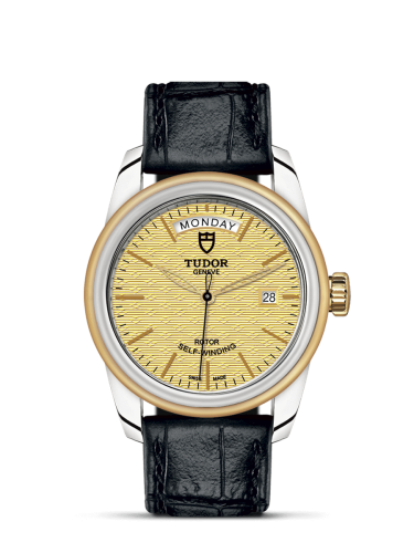 Tudor Glamour Day + Date Stainless Steel / Yellow Gold / Jacquard Champagne / Strap 56003-0010