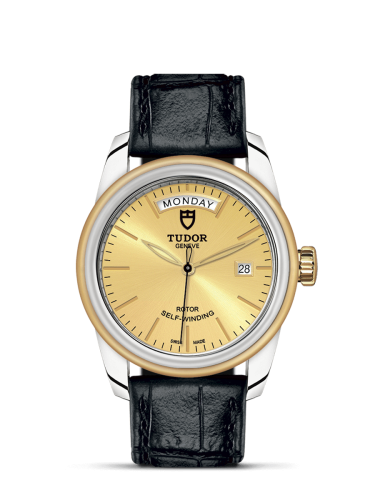 Tudor Glamour Day + Date Stainless Steel / Yellow Gold / Champagne / Strap 56003-0024