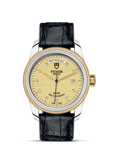 Tudor Glamour Day + Date Stainless Steel / Yellow Gold / Jacquard Champagne-Diamond / Strap 56003-0029