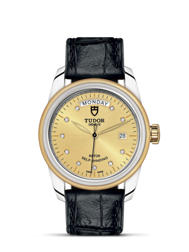Tudor Glamour Day + Date Stainless Steel / Yellow Gold / Champagne-Diamond / Strap 56003-0035