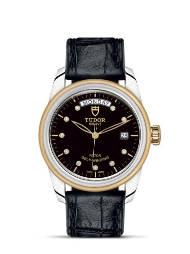 Tudor Glamour Day + Date Stainless Steel / Yellow Gold / Black-Diamond / Strap 56003-0045