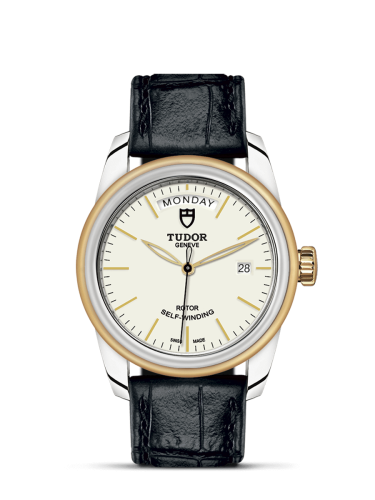 Tudor Glamour Day + Date Stainless Steel / Yellow Gold / Opaline/ Strap 56003-0107