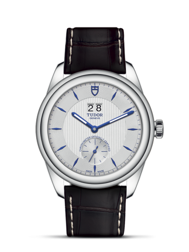 Tudor Glamour Double Date Stainless Steel / Silver-Blue / Strap 57100-0016