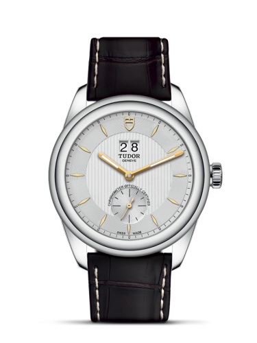 Tudor Glamour Double Date Stainless Steel / Silver-Gold / Strap 57100-0017