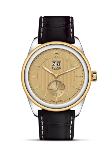 Tudor Glamour Double Date Stainless Steel / Yellow Gold / Champagne/ Strap 57103-0021