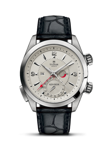 Tudor Heritage Advisor Stainless Steel / TItanium / Silver / Alligator 79620T-0011
