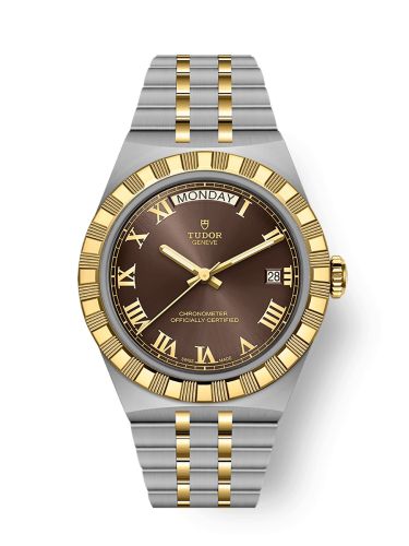 Tudor Royal Day-Date 40 Stainless Steel - Yellow Gold / Brown - Roman M2840D1A3-0001