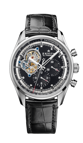 Zenith El Primero Chronomaster Open Stainless Steel / Black / Alligator 03.2040.4061/21.C496