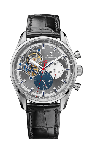 Zenith El Primero Chronomaster Open Stainless Steel / Grey 1969 / Alligator 03.2040.4061/23.C496