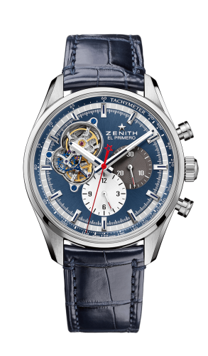 Zenith El Primero Chronomaster Open Stainless Steel / Blue 1969 / Alligator 03.2040.4061/52.C700