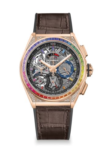 Zenith Defy El Primero 21 Rose Gold / Rainbow / Skeleton / Alligator 22.9003.9004/72.R585